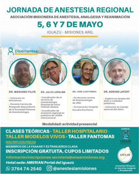 JORNADA DE ANESTESIA REGIONAL – Iguazú, Misiones. Mayo 2022