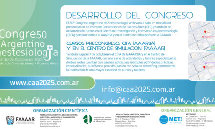 50° CONGRESO ARGENTINO DE ANESTESIOLOGIA. Especialistas, Jornadas, Talleres y espacios de intercambio.