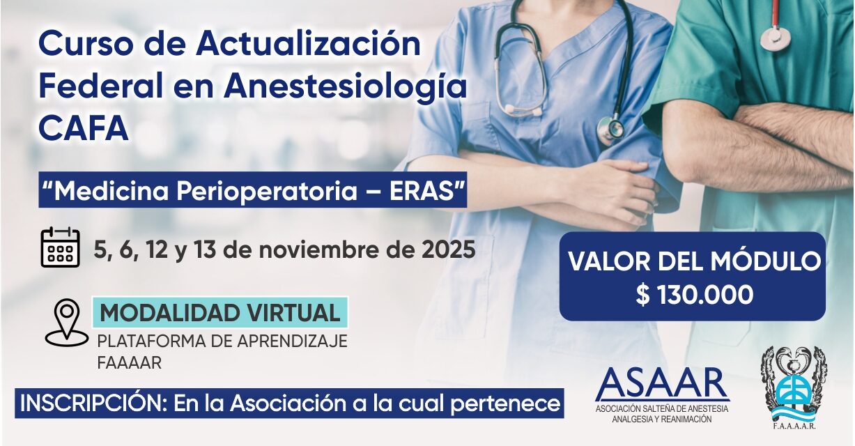 CURSO DE ACTUALIZACION FEDERAL EN ANESTESIOLOGIA. CAFA